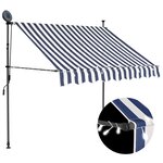 vidaXL Auvent manuel rétractable avec LED 150 cm Bleu et blanc