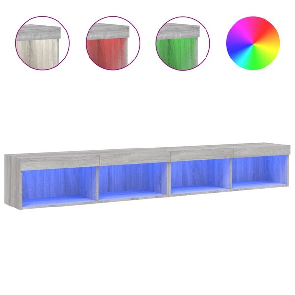 vidaXL Meubles TV avec lumières LED 2 Pièces sonoma gris 100x30x30 cm