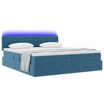 vidaXL Lit de rangement LED avec matelas Bleu foncé 180 x 200 cm