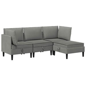 vidaXL Ensemble de meubles pour le salon 4 Pièces Gris foncé Tissu