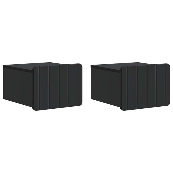 vidaXL Cabinet de chevet mural 2 Pièces Noir 33 x 34 5 x 24 cm