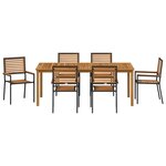 vidaXL Ensemble de salle à manger pour jardin 7 Pièces Noir Poly rotin
