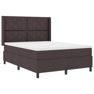 vidaXL Lit à ressort LED avec matelas Marron foncé 140 x 200 cm tissu