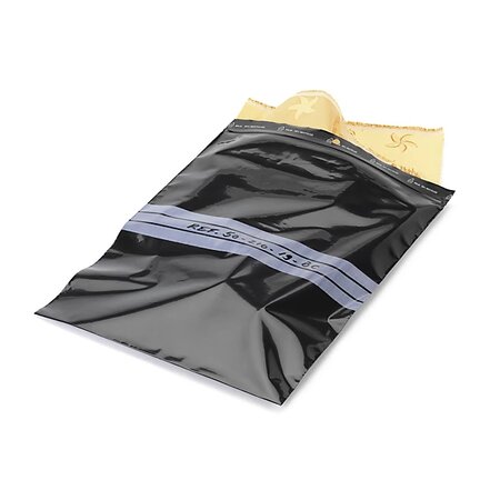 Sachet plastique zip 50 recycl noir opaque bandes blanches 60 microns raja 24x32 cm lot de 500