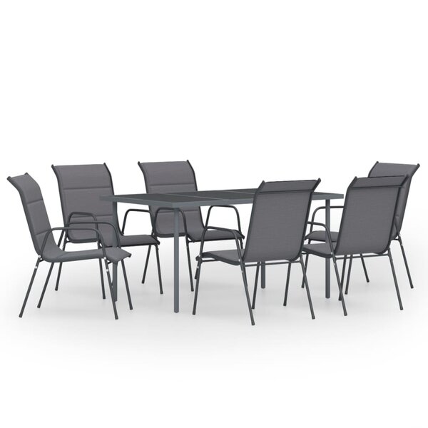 vidaXL Mobilier de salle à manger d'extérieur 7 Pièces Acier Anthracite