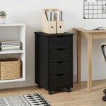 vidaXL Cabinet roulant Noir 34 x 39 x 65 5 cm Bois de Pin Massif