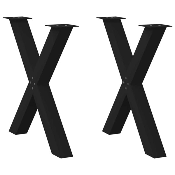 vidaXL Pieds de table à manger en forme de X  2 pièces  noir  80 x (72-73) cm  acier