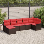 vidaXL Ensemble de canapé de jardin avec coussin Marron polyrotin