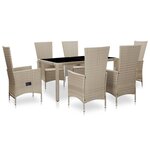 vidaXL Ensemble à manger d'extérieur 7 Pièces coussins Résine tressée