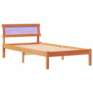 vidaXL Cadre de lit avec tête de lit Brun cire 100 x 200 cm Pin massif