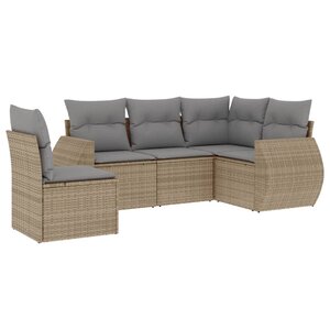 vidaXL Salon de jardin avec coussins 5 Pièces beige résine tressée