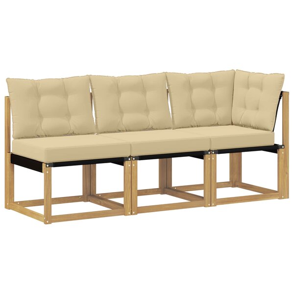 vidaXL Canapé d’extérieur milieu et coin avec coussin 3 Pièce Blanc