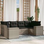 vidaXL Salon de jardin 6 Pièces avec coussins gris clair résine tressée