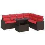 vidaXL Salon de jardin avec coussins 7 Pièces gris résine tressée acacia