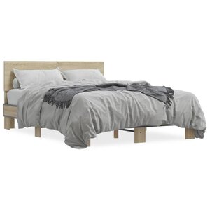vidaXL Cadre de lit sans matelas chêne sonoma 135x190 cm
