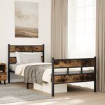 vidaXL Cadre de lit en métal sans matelas chêne fumé 100x200 cm