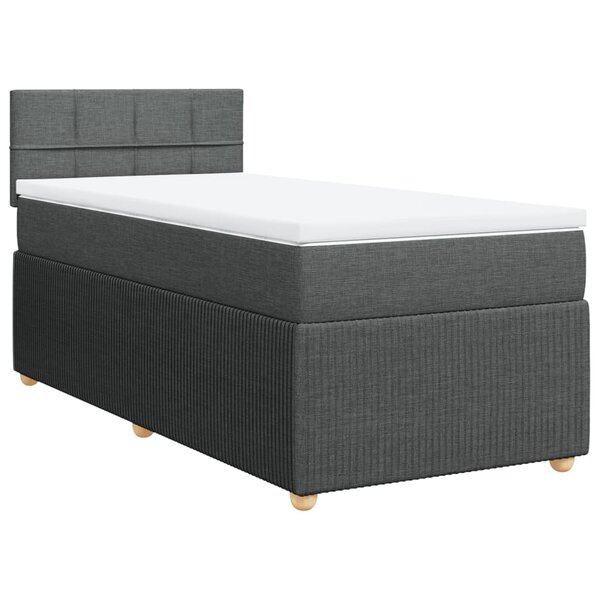vidaXL Sommier à lattes de lit avec matelas Gris foncé 80x200 cm Tissu