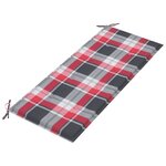 vidaXL Banc de jardin avec coussin à carreaux rouge 240 cm Teck massif