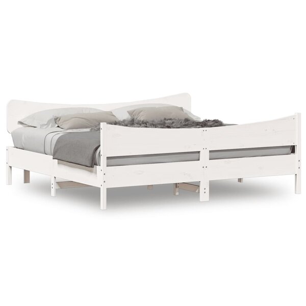 vidaXL Cadre de lit sans matelas blanc 200x200 cm bois massif de pin