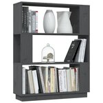 vidaXL Bibliothèque/Séparateur de pièce Gris 80x25x101 cm Pin massif