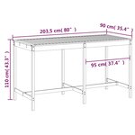 vidaXL Table de jardin marron miel 203 5x90x110 cm bois massif de pin