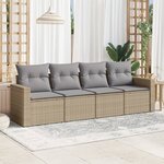 vidaXL Salon de jardin avec coussins 4 Pièces beige résine tressée