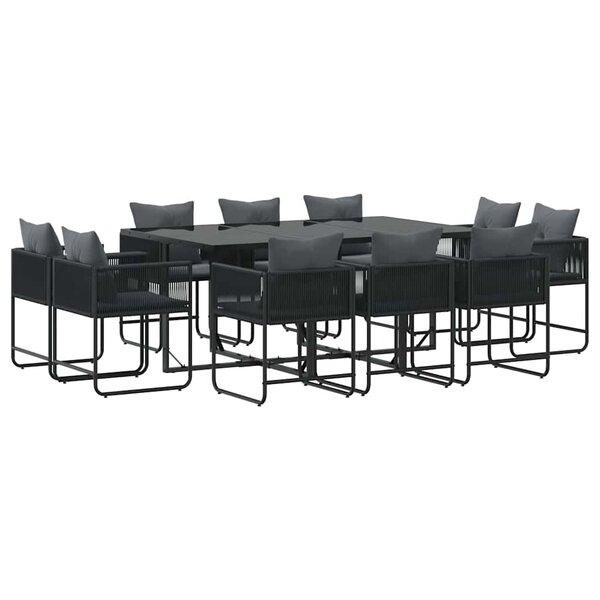 vidaXL Ensemble de salle à manger pour jardin 11 Pièces Noir Acier