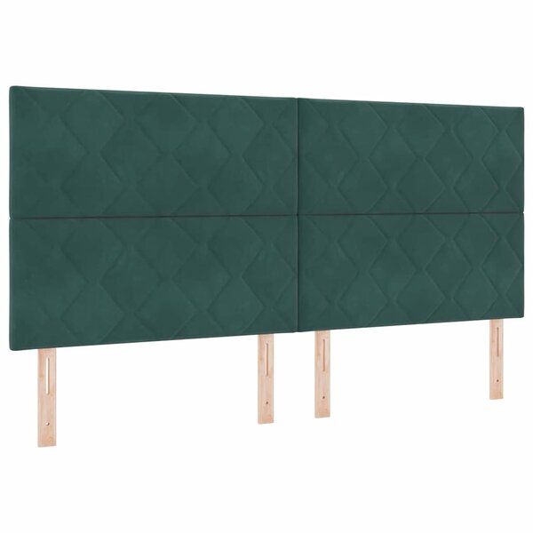 vidaXL Lit à ressorts avec matelas Vert foncé 200 x 200 cm Velours