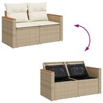 vidaXL Salon de jardin avec coussins 7 Pièces beige résine tressée