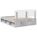 vidaXL Cadre de lit avec tête de lit Béton 160 x 200 cm Pin massif
