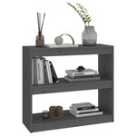 vidaXL Bibliothèque/Séparateur de pièce Gris 80x30x71 5 cm Pin solide