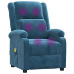 vidaXL Fauteuil de massage Bleu Velours