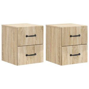 vidaXL Cabinet de chevet mural 2 Pièces Chêne Sonoma 34 5 x 33 x 40 cm