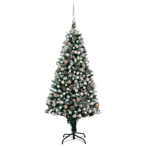 vidaXL Arbre de Noël artificiel pré-éclairé/boules pommes de pin 240cm