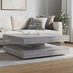vidaXL Table basse rotative à 360 degrés sonoma gris 90x90x34 5 cm