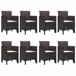 vidaXL Ensemble de salle à manger pour jardin 9 Pièces Marron Rattan Polt