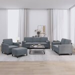 vidaXL Ensemble de canapés 4 Pièces avec coussins gris foncé velours