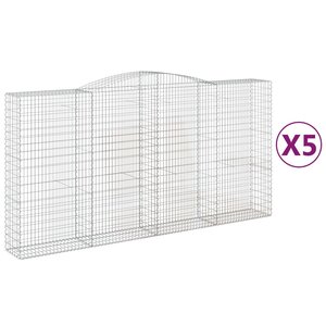 vidaXL Paniers à gabions arqués 5 Pièces 400x50x200/220 cm Fer galvanisé