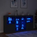 vidaXL Buffet avec lumières LED noir 202x37x100 cm