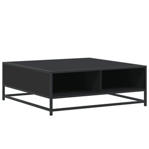 vidaXL Table basse noir 80x80x30 cm bois d'ingénierie et métal