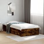 vidaXL Cadre de lit avec tiroirs sans matelas chêne fumé 90x190 cm