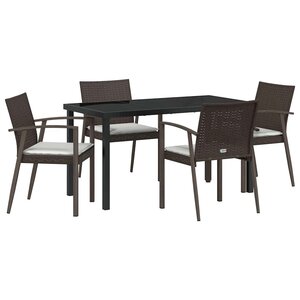 vidaXL Ensemble de salle à manger pour jardin 5 Pièces Marron Poly rotin