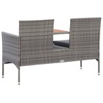 vidaXL Banc de jardin 2 places et table à thé 143 cm poly rotin gris