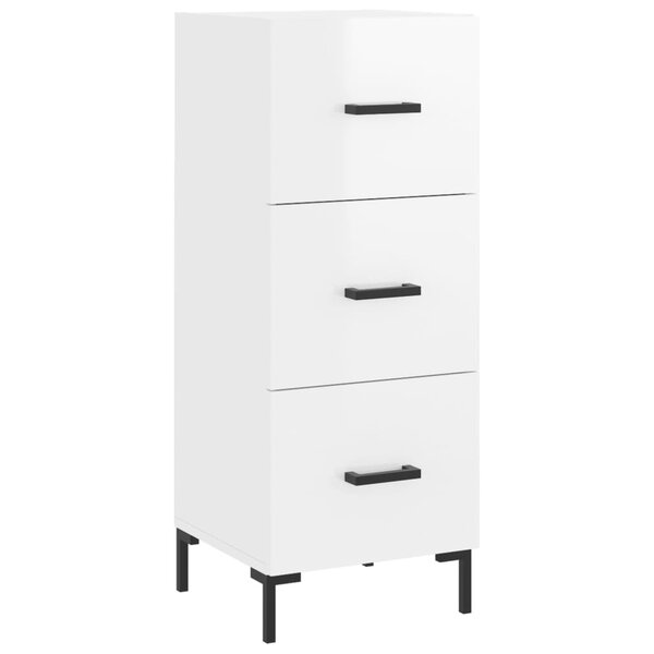 vidaXL Buffet Blanc brillant 34 5x34x90 cm Bois d'ingénierie