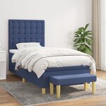 vidaXL Sommier à lattes de lit avec matelas Bleu 100x200 cm Tissu