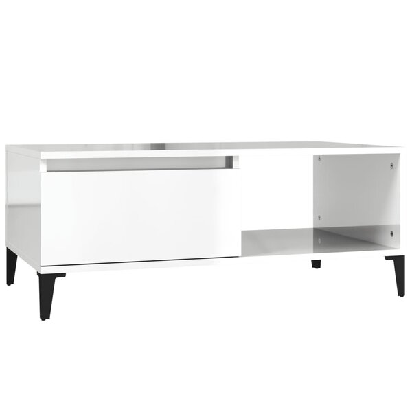 vidaXL Table basse Blanc brillant 90x50x36 5 cm Bois d'ingénierie