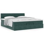 vidaXL Cadre de lit ottoman avec matelas vert foncé 200x200 cm velours