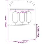 vidaXL Tête de lit métal blanc 75 cm