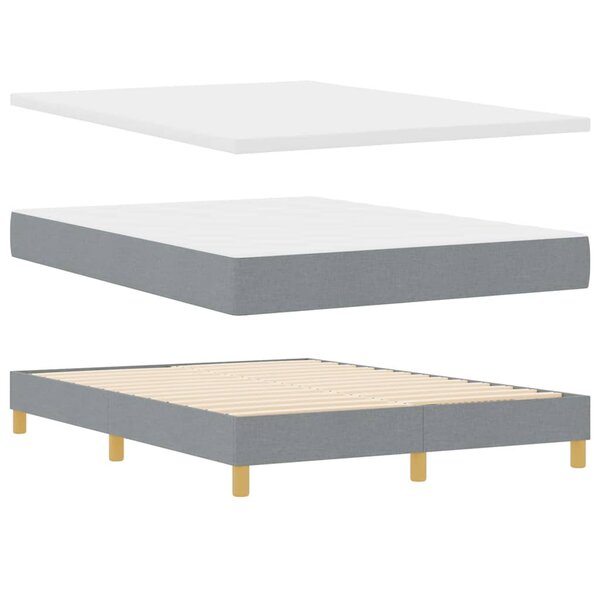 Lit box spring vidaXL avec matelas Gris clair 140x200 cm Tissu