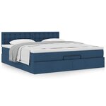VidaXL Cadre de lit ottoman avec matelas bleu 200x200 cm tissu